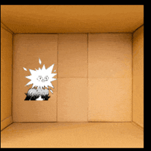 a cardboard box with a picture of a cartoon character on it