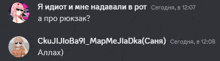 a screenshot of a conversation between two people with russian text