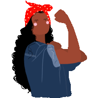 an illustration of a woman wearing a red headband flexing her arm