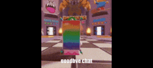 a video game scene with the words goodbye chat in the corner .