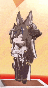 a cartoon drawing of a girl with a sword