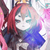 a close up of a girl with red hair