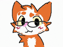 a drawing of a cat wearing glasses with a smiley face
