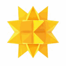 a sphere made of yellow triangles with a white background
