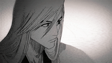 a drawing of a man with long hair and a serious look on his face