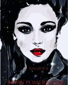 a painting of a woman 's face with asianrock written on the bottom
