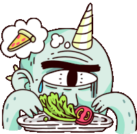 Ogre Eating Salad And Thinking About Pizza Sticker - Grownup Ogre Google Stickers