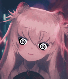 a girl with a spiral in her eyes