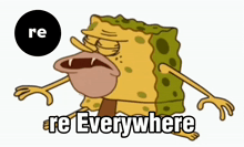 a cartoon spongebob says re everywhere