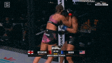 a fight between ditcheva and inaba is being shown on a tv screen