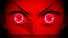 a close up of a cartoon character 's face with glowing eyes