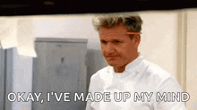 a chef is holding a pencil in his mouth and says `` okay , i 've made up my mind ''