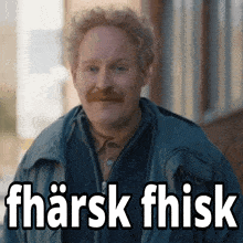 a man with a mustache and the words tharsk fhisk