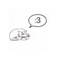a black and white drawing of a person with a speech bubble that says e on it .