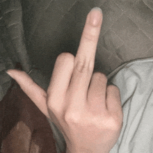 a person 's hand is making a middle finger sign .