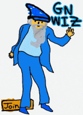 a cartoon of a man with the name gn wiz written on it