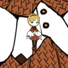 a cartoon drawing of a girl standing in front of a sweater