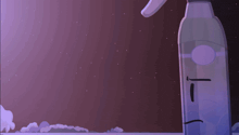 a purple background with a spray bottle with a sad face on it