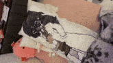 a pillow with a drawing of a man on it
