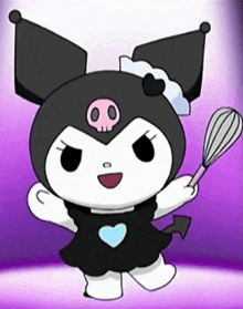 a cartoon character is holding a whisk in her hand