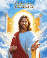 a picture of jesus with the words thank you jesus on the bottom