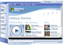 a windows media player shows a getting started page