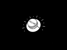 a black and white drawing of a volume knob on a black background