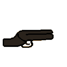 a pixel art of a shotgun shooting bullets .