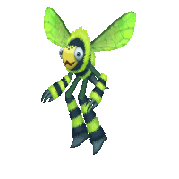 a cartoon character with a yellow beak and wings