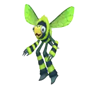 a cartoon character with a yellow beak and wings