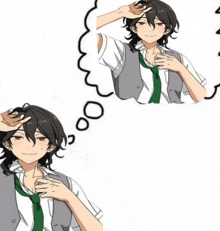 a drawing of a boy with a thought bubble above him