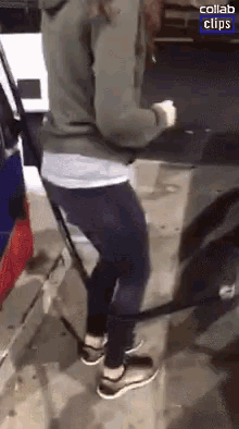 jumping over gas pump fail ouch fall down gas pump collab