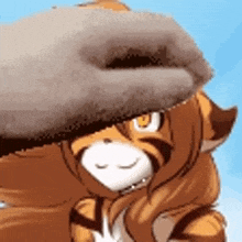 a cartoon tiger is wearing a hat and smiling