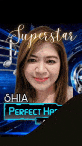 a picture of a woman with the name shia perfect hp on the bottom