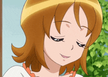 a close up of a cartoon character with a yellow stripe on her head