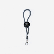 a lanyard with a cr7 logo and a hook