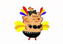 three cartoon characters with feathers on their heads are dancing in a line