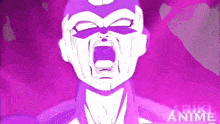 a cartoon of a man with a purple background and the word anime on the bottom right