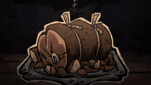 a cartoon of a man looking at a piece of meat on a plate