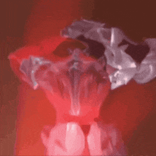 a painting of red and white smoke coming out of a hole