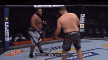 two men are fighting in a ufc ring with espn on the side