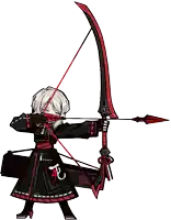 a cartoon drawing of a person holding a bow and arrow with chinese writing on it