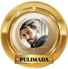 a gold circle with a picture of a man and the name pulamada