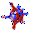 a blurred image of a red and blue cube on a white background .