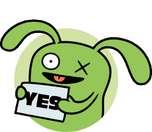 Ox Is Holding A Sign That Says Yes Sticker - Ugly Dolls Yes Tongue Out Stickers