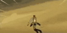 a cartoon of a man running with a sword in his hand