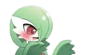 a green and white cartoon character with a red heart in its eye