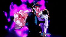 a pixel art of a man pointing at the camera
