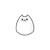 a drawing of a white cat with pink eyes