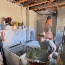 Jump On The Washing Machine Daniel Labelle GIF - Jump On The Washing Machine Daniel Labelle Escaping From The Dinosaur GIFs